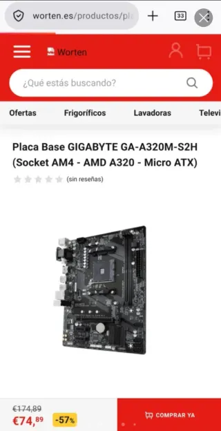 Placa Base Gigabyte GA-A320M-S2H AM4