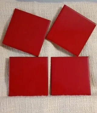 Lote 4 Azulejos Cerámica Rojos 10x10