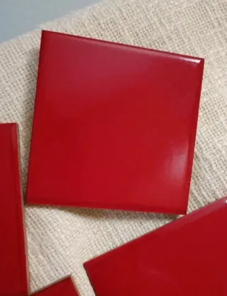 Lote 4 Azulejos Cerámica Rojos 10x10