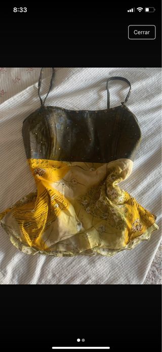 Top floral verde y amarillo