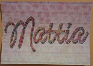 Cartolina nome Mattia glitter
