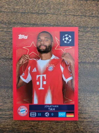 Jonathan Tah Paralelo Rojo Champions 25-26 Topps