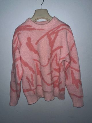 Maglione vintage rosa con fantasia