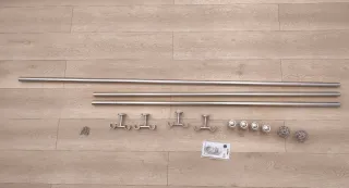 Barras, topes y anclajes cortina acero cepillado