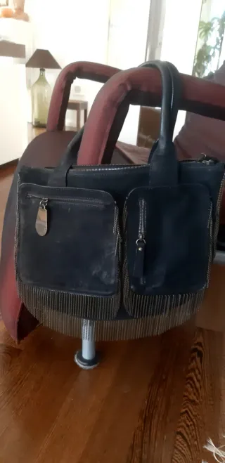 Borsa Giorgio Armani nera con frange