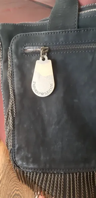 Borsa Giorgio Armani nera con frange