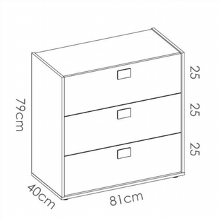 Cómoda 3 Cajones Dina. Natural / Blanco