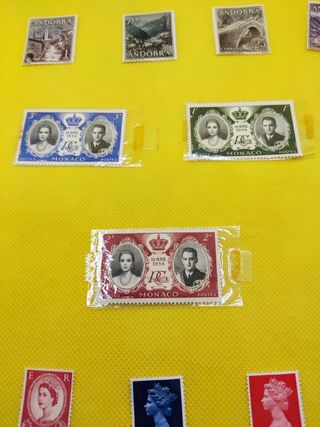 Sellos de Mónaco Inglaterra y Andorra
