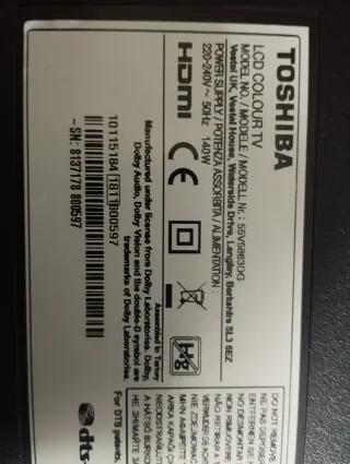 Despieces Toshiba 55V5863DG . fuente,leds vendidos