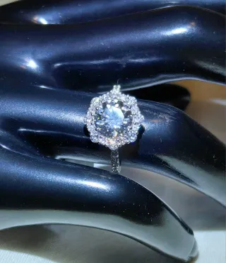 Anillo diamantes oro blanco 14k