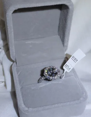 Anillo diamantes oro blanco 14k