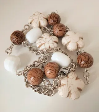 Collana pasta di turchese e legno naturale