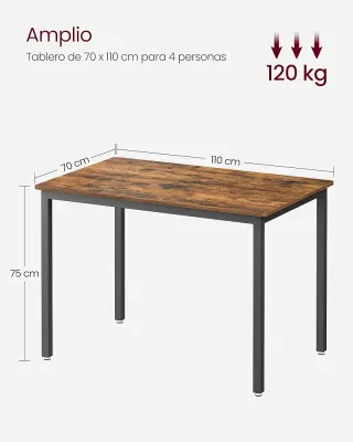 Mesa comedor industrial 110x70 cm 4 personas VASAGLE KDT081B01