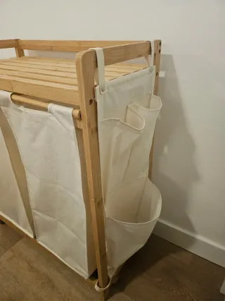 Mueble 2 Cestos Ropa Sucia Bambú
