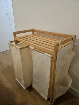 Mueble 2 Cestos Ropa Sucia Bambú