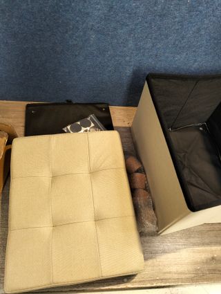 SONGMICS Puff Almacenaje, Baúl de Almacenaje Plegable, 32 x 40 cm