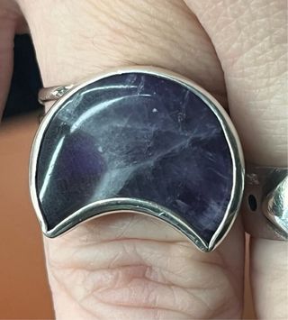 Anillo Luna Plata 925 Amatista Ajustable