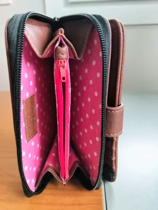 Cartera Billetera Mujer Flores y lunares.