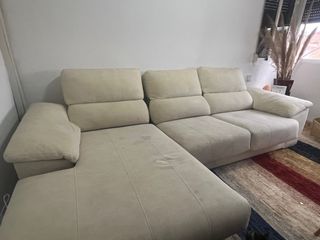 Sofá chaise longue beige 3 plazas (3m) extensible