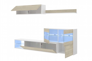 Mueble de Salón Tv Leds Rinconero. Blanco Brillo