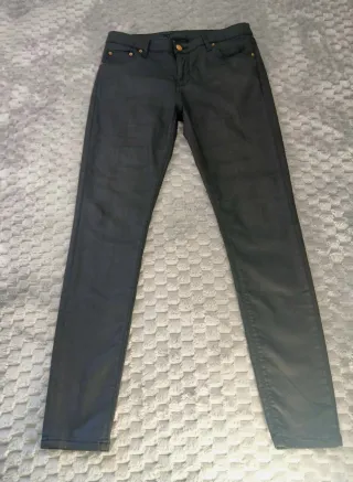 Jeans ZARA Mujer Negro Efecto Piel Talla S