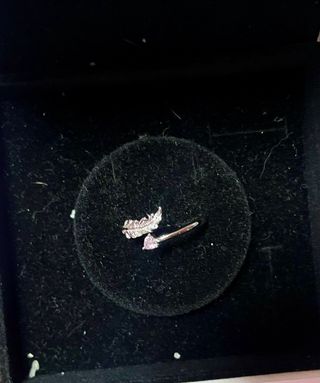 Anillo ajustable pluma circonita rosa plata