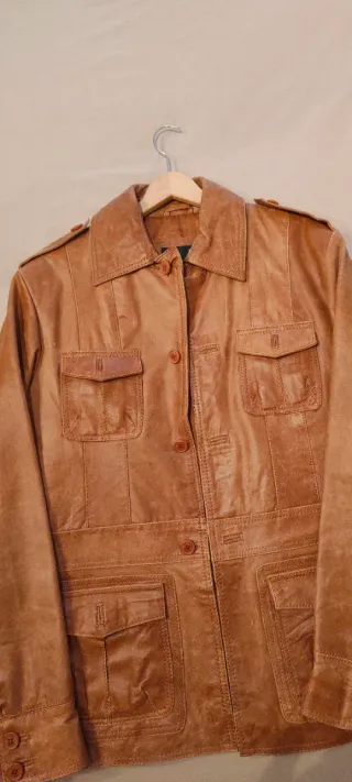 Chaqueta de cuero marrón talla M