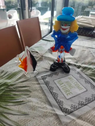 Figura payaso y pez de cristal