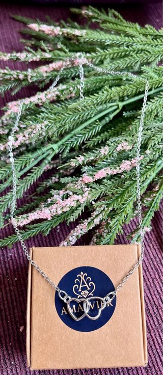 Collar Corazones Entrelazados Plata