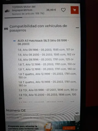 Motor Limpiaparabrisas Audi Seat Skoda VW