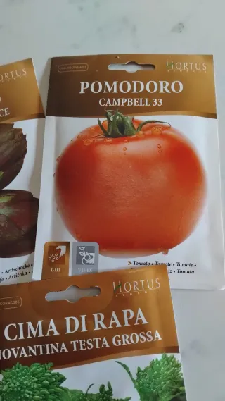 5 bustine semi Hortus: Peperone, Carciofo, Pomodor