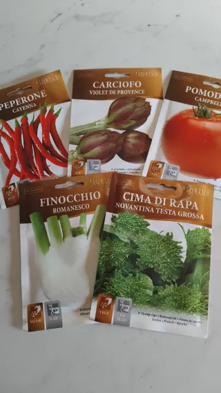 5 bustine semi Hortus: Peperone, Carciofo, Pomodor