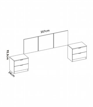 Cabecero y 2 Mesitas. Blanco
