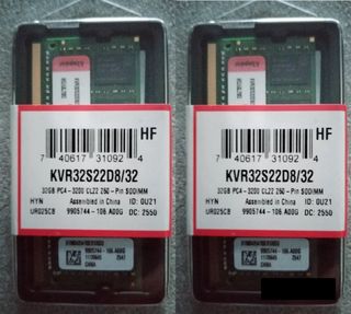 2x RAM Sodimm DDR4 32Gb 3200Mhz Kingston DDR 4 32