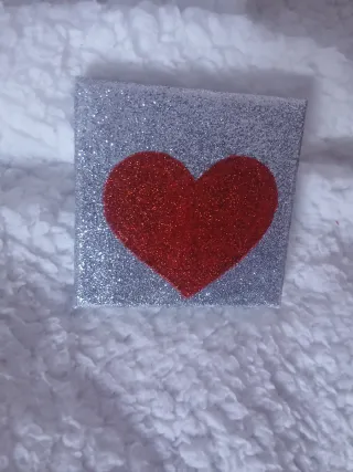 Quadretto Glitterato Rosso Cuore Argento