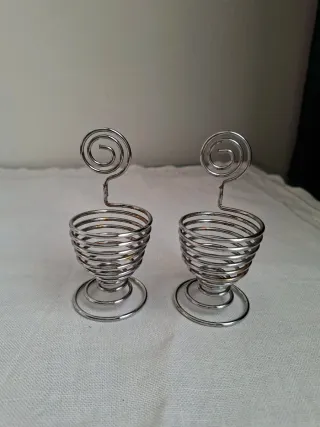 Coppia portauovo vintage in filo di metallo