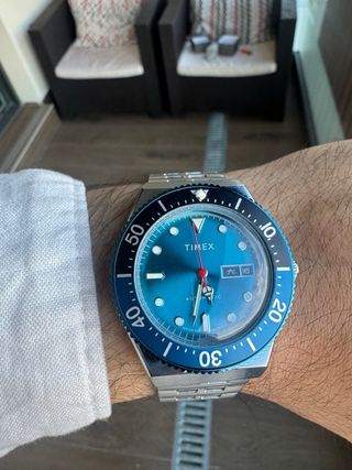 Reloj Timex M79 Azul y Plateado