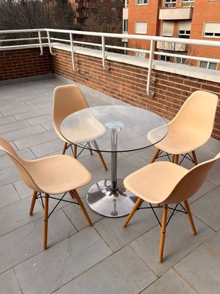 Mesa redonda cristal y metal