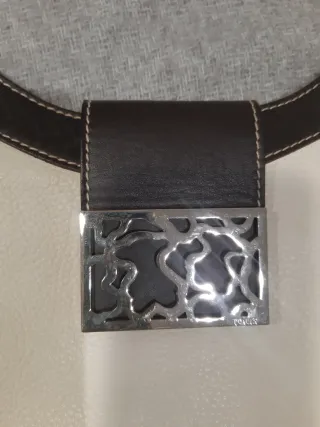 Bolso de piel blanco y marrón