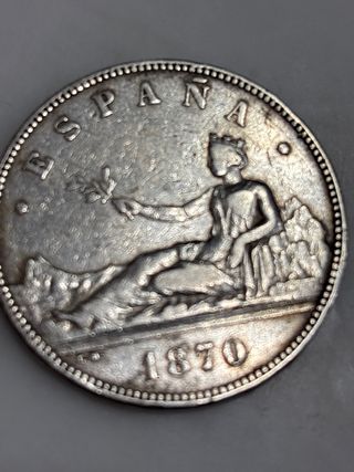 Moneda España 1870 plata .