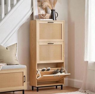 Zapatero Rattan y Madera Nuevo (sin usar)