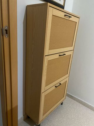 Zapatero Rattan y Madera Nuevo (sin usar)