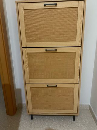 Zapatero Rattan y Madera Nuevo (sin usar)