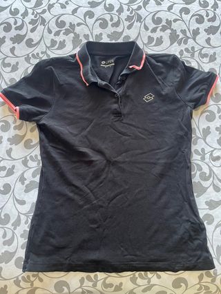 Maglietta Lotto nera con dettagli rosa