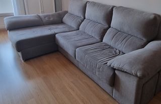 Sofá 3 plazas con chaiselongue gris