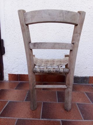 Sedia da bambino vintage in legno / paglia