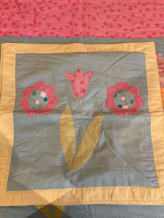 2 Colchas Cama 90 Flores + 2 cuadrantes