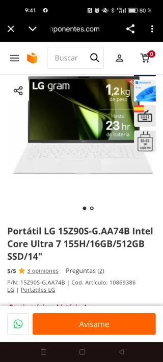 LG gram 15 Laptop 16GB RAM Intel Core Ultra 7