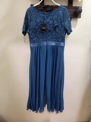 Vestido fiesta azul petróleo