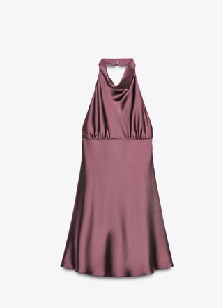 Vestido Zara Halter Satén color Granate/Vino